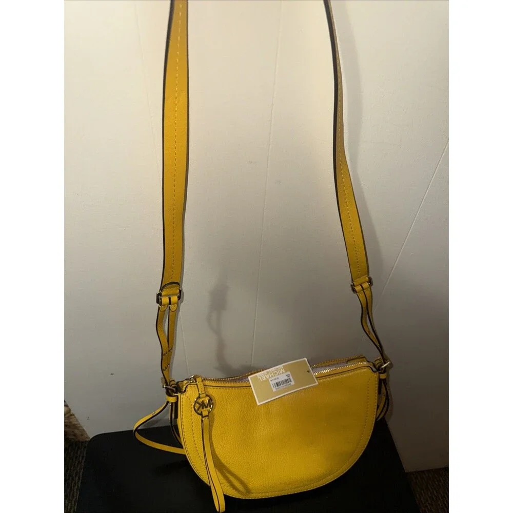 MICHAEL KORS Camden Leather Crossbody Convertible Bag Sunflower , M New With Tag